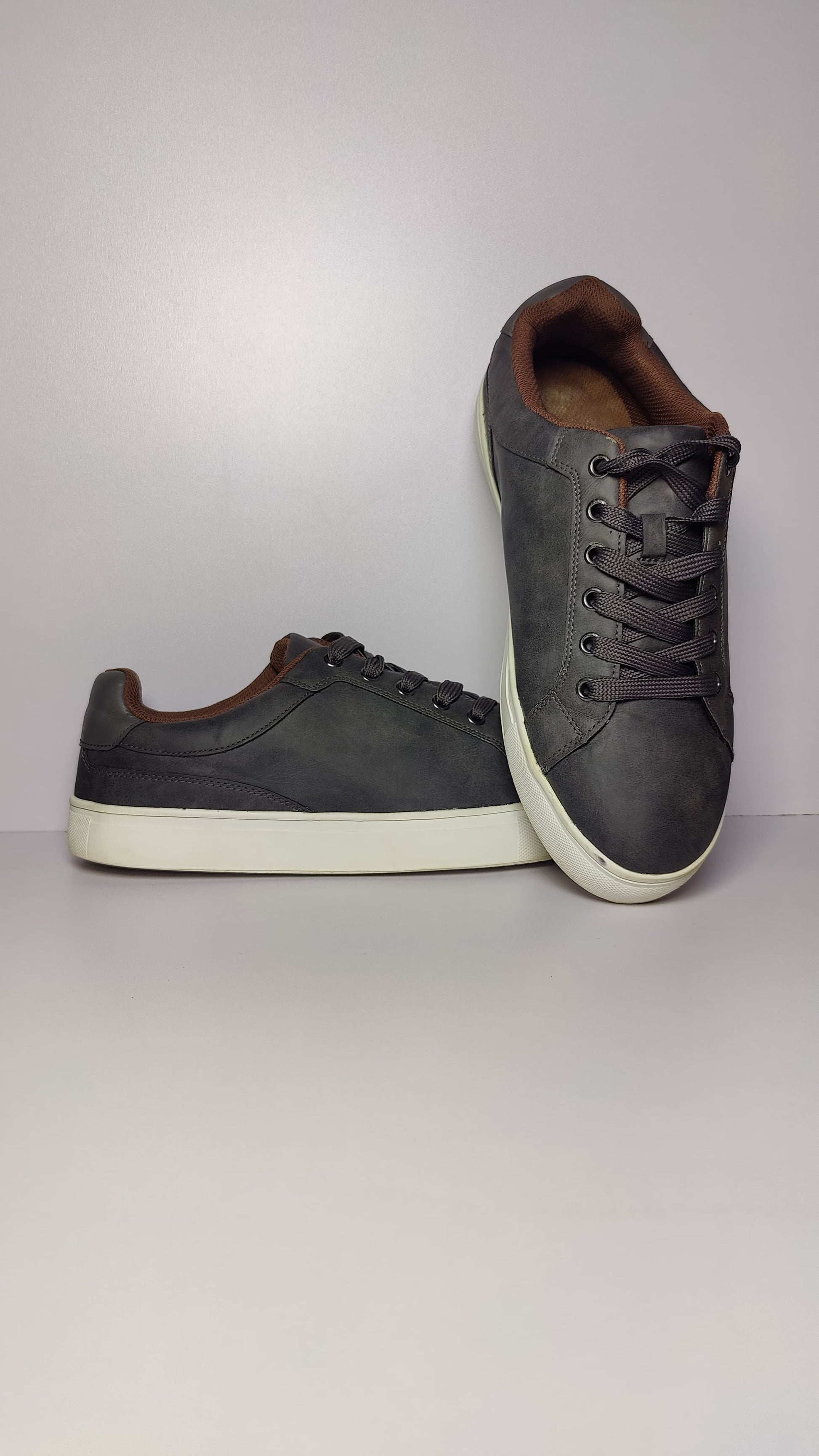 Gray Leather Trainer